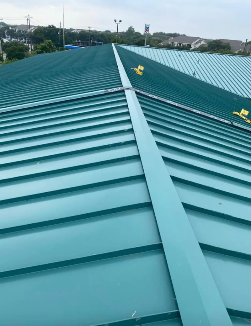 Green commercial metal roof ridge and valley for Metal Roof Repair in Bee Ridge